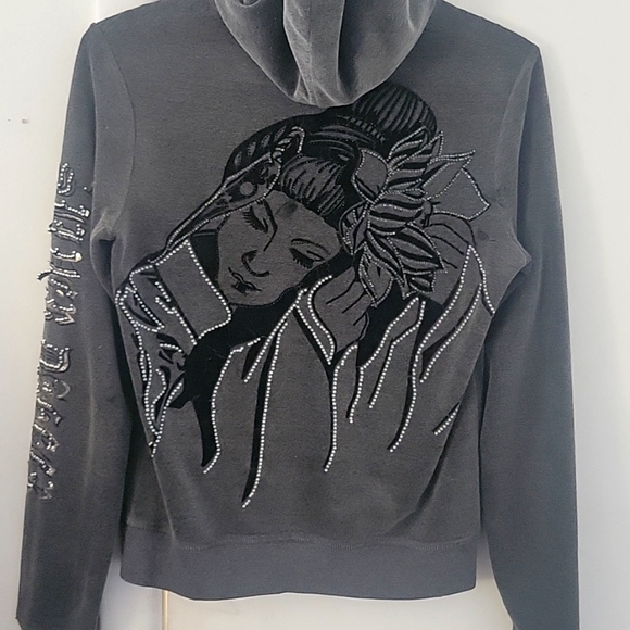 Womens silver dagger zip up hoodie - Picture 6 of 10